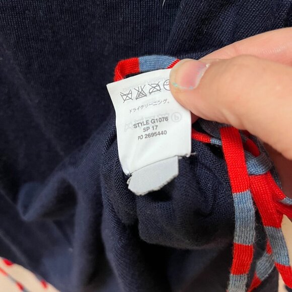 J.Crew Womens XS Merino Wool Navy Sweater With Red & Blue Side Ties - Picture 2 of 6